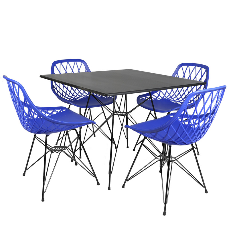 میز و صندلی ناهارخوری چهار نفره؛ مدل الماس فایبرگلاس پایه فلزی + میز پایه فلزی